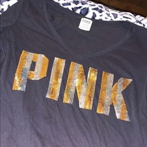 Pink v-neck shirt